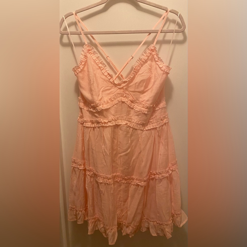 Francesca’s Mi Ami Mini Pretty Blush Lined Ruffled Sundress Size L~ Orig. $60.00